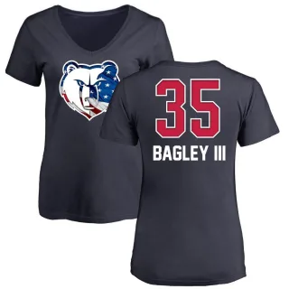 Women's Memphis Grizzlies Marvin Bagley III Navy Name and Number Banner Wave V-Neck T-Shirt